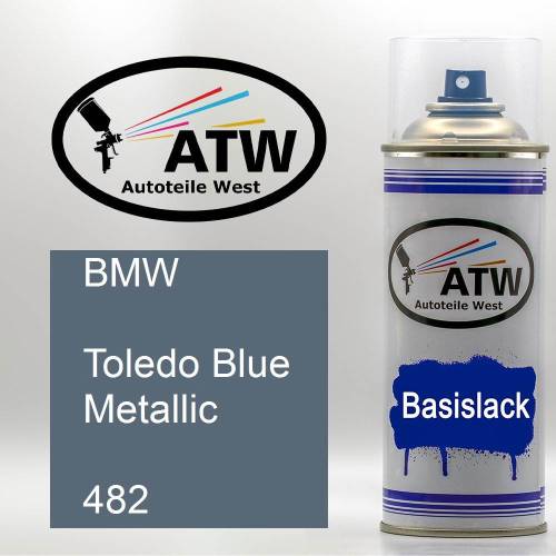 BMW, Toledo Blue Metallic, 482: 400ml Sprühdose, von ATW Autoteile West.